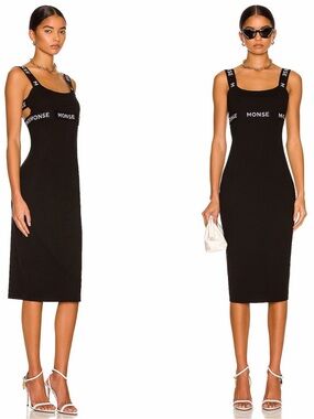 Monse Black Logo Strap Midi Dress